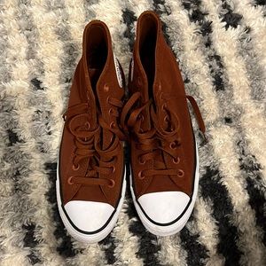 Worn once, basically brand new brown converse